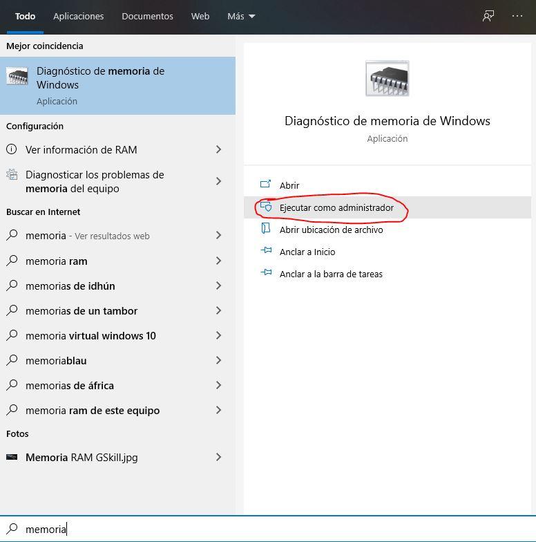 Windows diagnóstico RAM